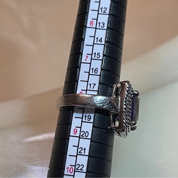 🫐Beautiful Art Deco Cushion Cut Deep Purple Amethyst Dinner Ring! - Picture 9 of 15